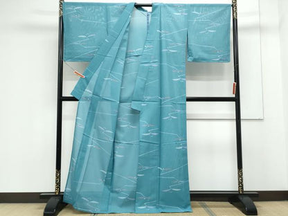 平和屋着物＊夏物　小紋　絽　草花文　洗える着物　CABK0493th
