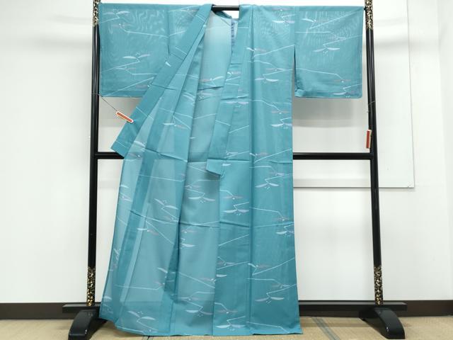 平和屋着物＊夏物　小紋　絽　草花文　洗える着物　CABK0493th
