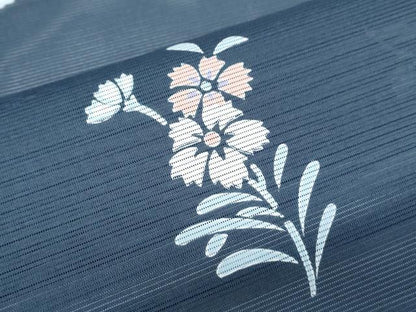 平和屋着物＊夏物　小紋　絽　草花文　洗える着物　CABK0494th