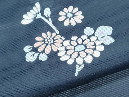平和屋着物＊夏物　小紋　絽　草花文　洗える着物　CABK0494th