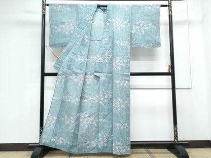 平和屋着物＊夏物　本場小千谷ちぢみ　草花文　麻　逸品　CABK0498th