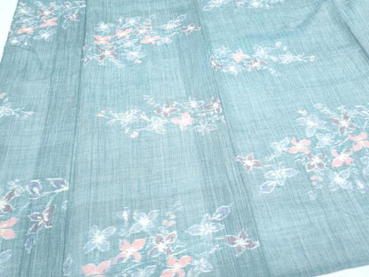 平和屋着物＊夏物　本場小千谷ちぢみ　草花文　麻　逸品　CABK0498th