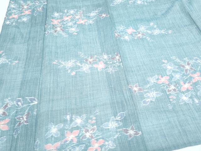 平和屋着物＊夏物　本場小千谷ちぢみ　草花文　麻　逸品　CABK0498th