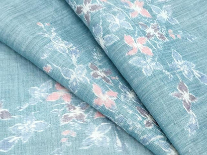平和屋着物＊夏物　本場小千谷ちぢみ　草花文　麻　逸品　CABK0498th