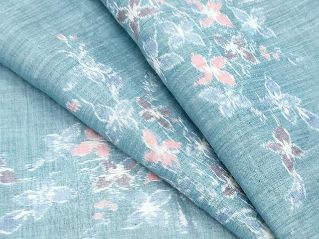平和屋着物＊夏物　本場小千谷ちぢみ　草花文　麻　逸品　CABK0498th