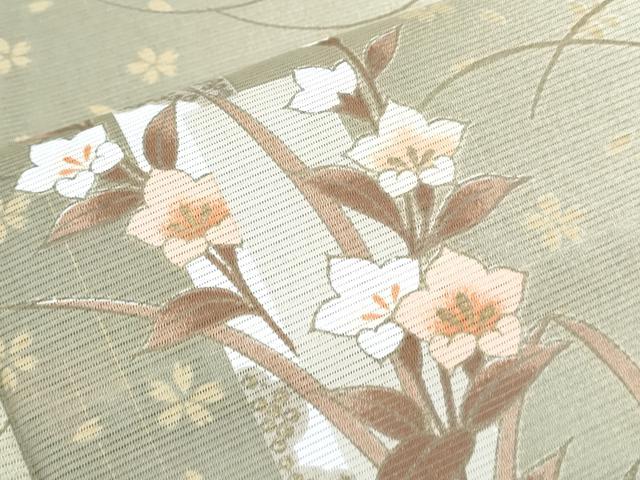 平和屋着物＊夏物　小紋　絽　短冊草花文　暈し染め　洗える着物　CABK0499th
