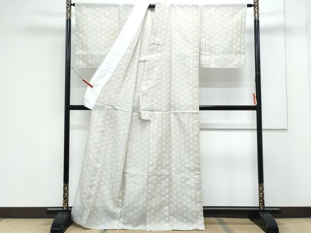平和屋着物＊夏物　小紋　絽　麻の葉文様　洗える着物　CABK0501th