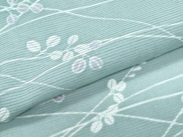 平和屋着物＊夏物　小紋　絽　草葉文　洗える着物　CABK0508th