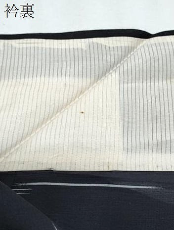 平和屋着物＊夏物　お召　紗　吉祥間道　黒地　正絹　逸品　CABK0509th