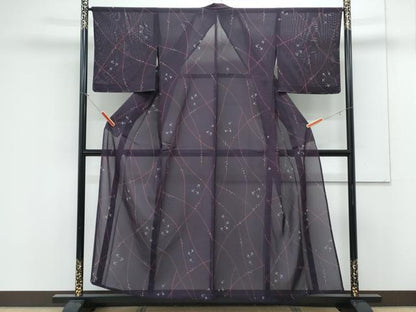 平和屋着物＊夏物　小紋　絽　手描き　舞花文　正絹　逸品　CABK0513th