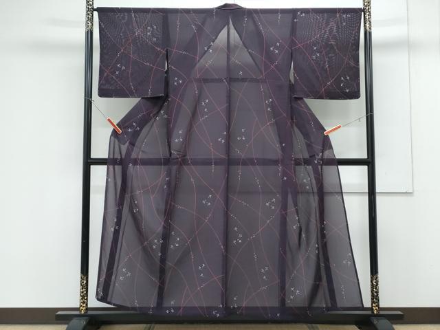 平和屋着物＊夏物　小紋　絽　手描き　舞花文　正絹　逸品　CABK0513th
