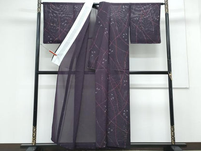 平和屋着物＊夏物　小紋　絽　手描き　舞花文　正絹　逸品　CABK0513th