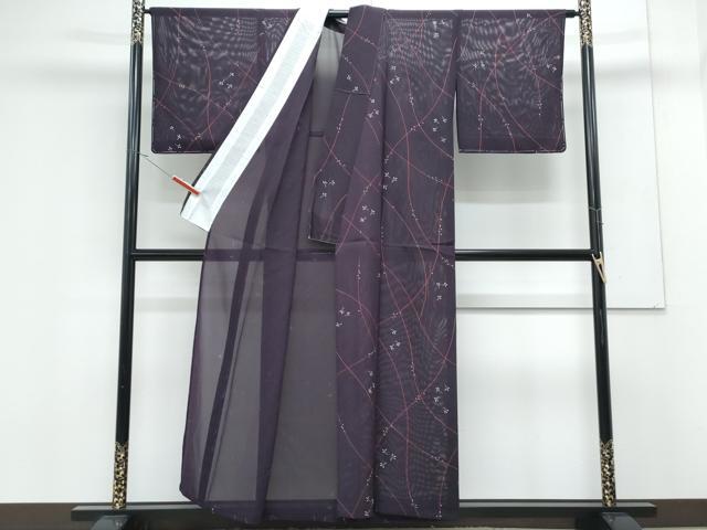平和屋着物＊夏物　小紋　絽　手描き　舞花文　正絹　逸品　CABK0513th