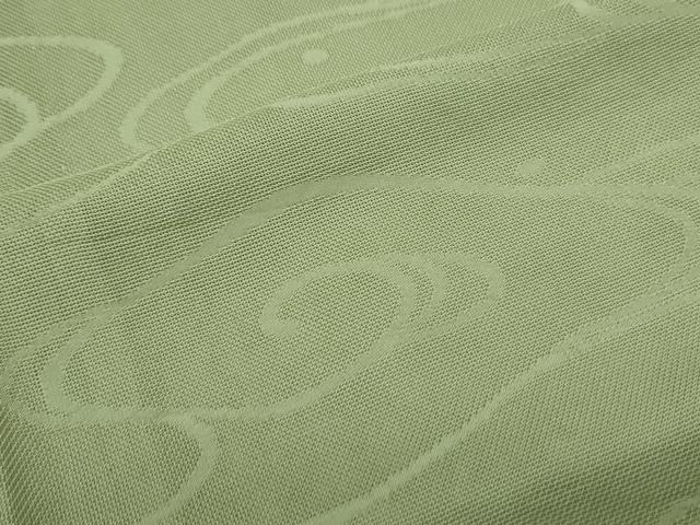 平和屋着物＊夏物　色無地　流水紋紗　松葉色　正絹　逸品　CABK0516th