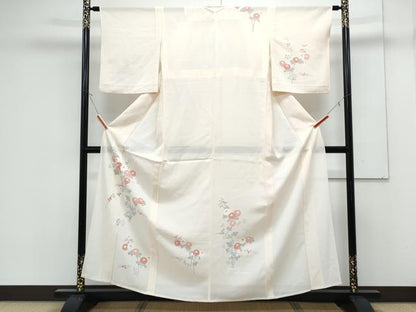 平和屋着物＊夏物　訪問着　絽　友禅　草花文　正絹　逸品　CABK0518th