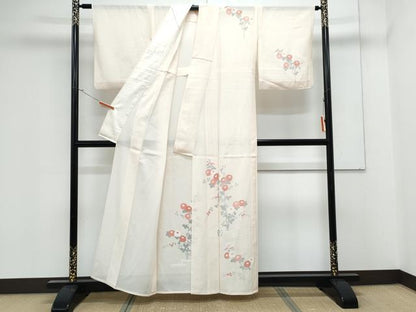 平和屋着物＊夏物　訪問着　絽　友禅　草花文　正絹　逸品　CABK0518th