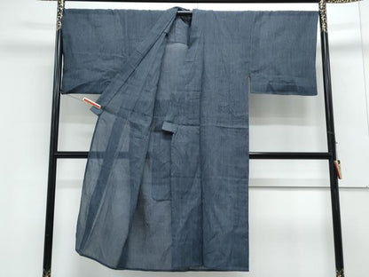 平和屋着物＊夏物　男性　本場小千谷ちぢみ　縞　証紙付き　麻　逸品　CABK0520th