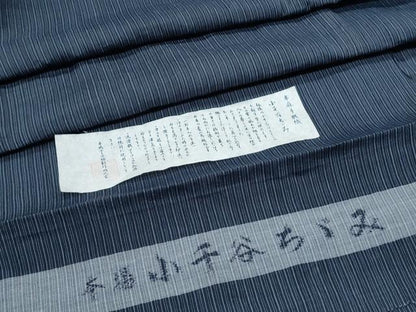 平和屋着物＊夏物　男性　本場小千谷ちぢみ　縞　証紙付き　麻　逸品　CABK0520th