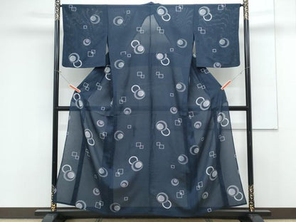 平和屋着物＊夏物　小紋　絽　吉祥丸文　正絹　逸品　CABK0526th