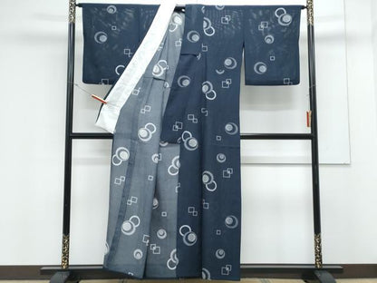 平和屋着物＊夏物　小紋　絽　吉祥丸文　正絹　逸品　CABK0526th
