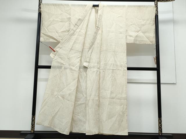 平和屋着物＊夏物　男性　本場小千谷ちぢみ　縞　麻　逸品　CABK0527th