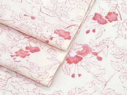 平和屋着物＊夏物　小紋　絽　草花文　正絹　逸品　CABK0530th