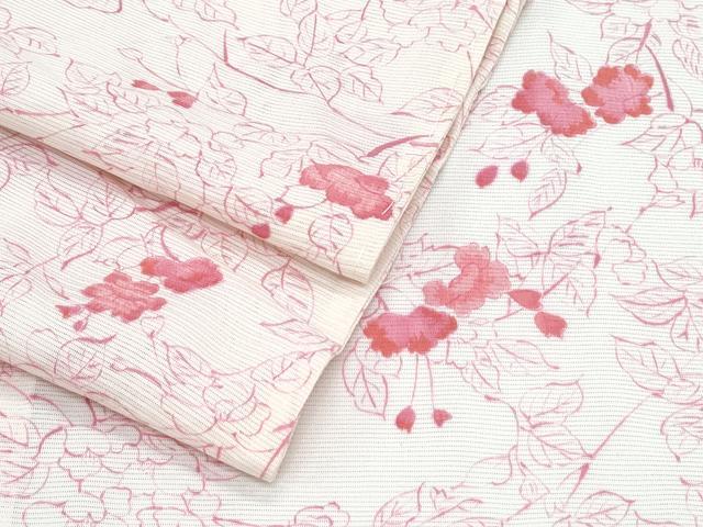 平和屋着物＊夏物　小紋　絽　草花文　正絹　逸品　CABK0530th