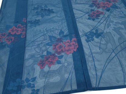 平和屋着物＊夏物　小紋　紗　草花文　正絹　逸品　CABK0531th