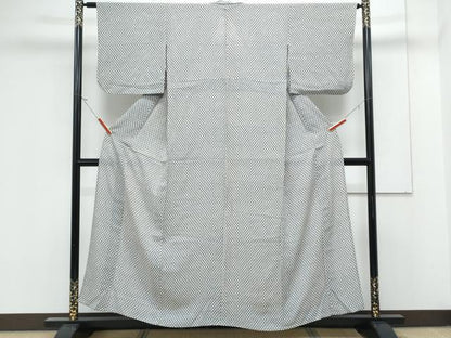 平和屋着物＊夏物　小紋　絽　菱吉祥文　正絹　逸品　CABK0532th