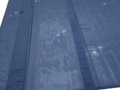 平和屋着物＊夏物　色無地　草花紋紗　留紺色　正絹　逸品　CABK0536th