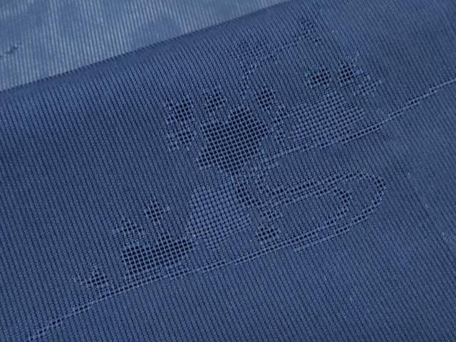 平和屋着物＊夏物　色無地　草花紋紗　留紺色　正絹　逸品　CABK0536th