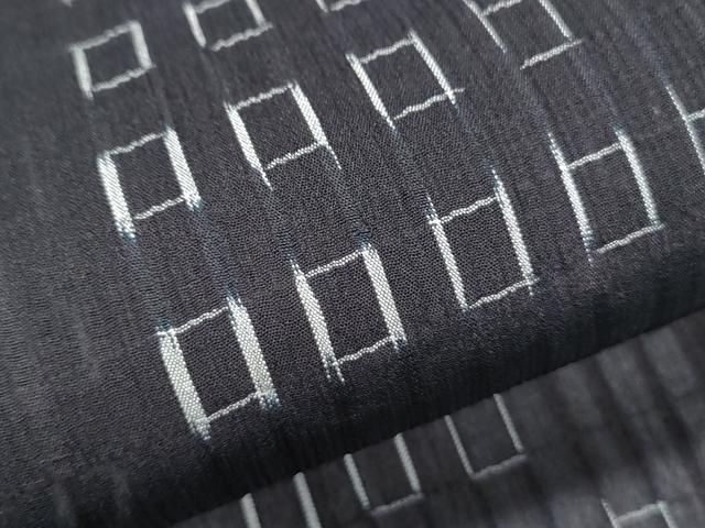 平和屋着物＊夏物　お召　抽象紋様　黒地　正絹　逸品　CABK0538th
