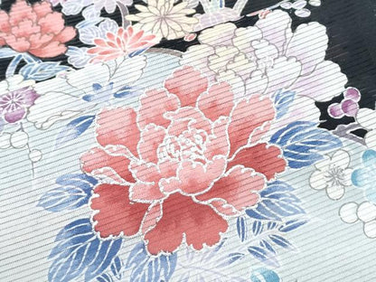 平和屋着物＊夏物　黒留袖　絽　花車文　洗える着物　CABK0539th