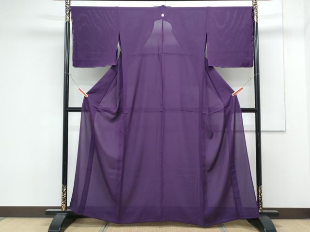 平和屋着物＊夏物　色無地　絽　紫紺色　正絹　逸品　CABK0541th