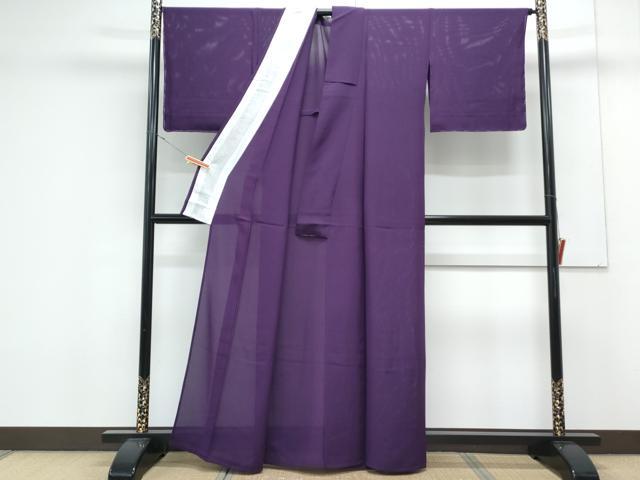 平和屋着物＊夏物　色無地　絽　紫紺色　正絹　逸品　CABK0541th