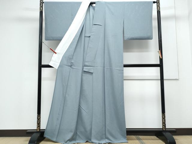 平和屋着物＊夏物　色無地　絽　灰青色　正絹　逸品　CABK0545th