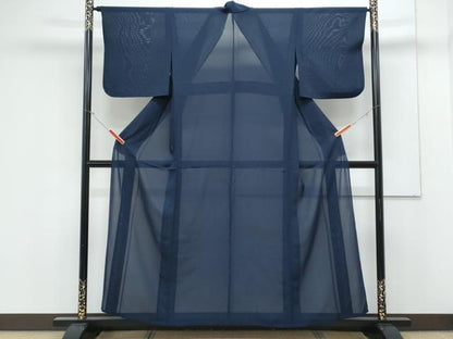 平和屋着物＊夏物　色無地　絽　紫黒色　正絹　逸品　CABK0547th