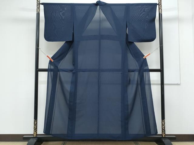 平和屋着物＊夏物　色無地　絽　紫黒色　正絹　逸品　CABK0547th