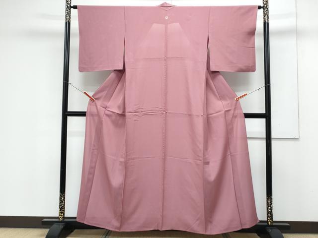 平和屋着物＊夏物　色無地　絽　退紅色　正絹　逸品　CABK0548th