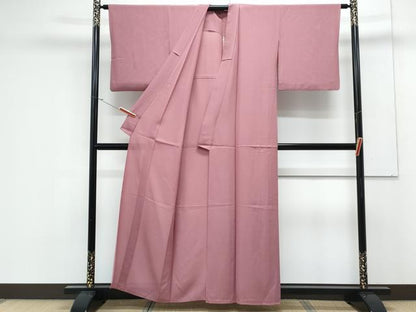 平和屋着物＊夏物　色無地　絽　退紅色　正絹　逸品　CABK0548th