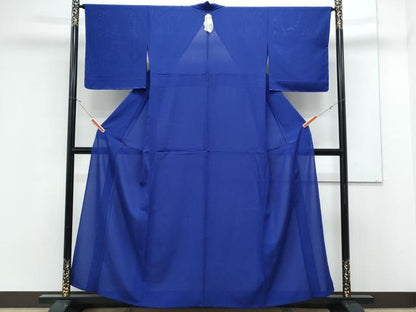 平和屋着物＊夏物　色無地　絽　紺色　正絹　逸品　CABK0549th