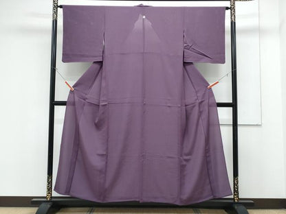 平和屋着物＊夏物　色無地　絽　似せ紫色　正絹　逸品　CABK0551th