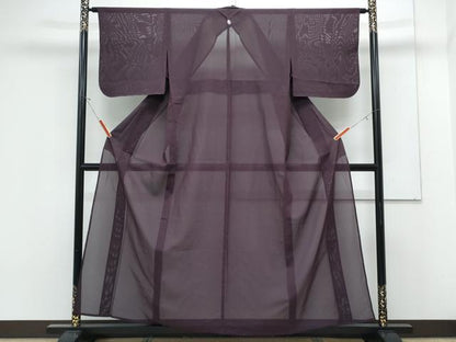 平和屋着物＊夏物　色無地　絽　黒鷲色　正絹　逸品　CABK0553th