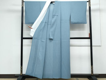 平和屋着物＊夏物　色無地　絽縮緬　浅縹色　伊と幸　反端付き　正絹　逸品　CABK0554th