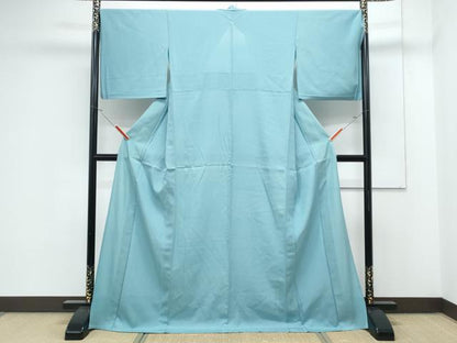 平和屋着物＊夏物　色無地　絽　白群色　正絹　逸品　CABK0556th