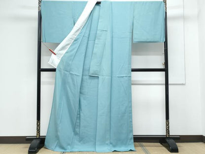 平和屋着物＊夏物　色無地　絽　白群色　正絹　逸品　CABK0556th