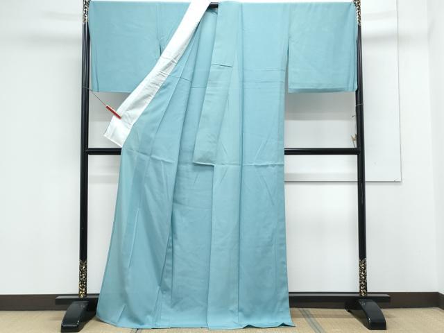 平和屋着物＊夏物　色無地　絽　白群色　正絹　逸品　CABK0556th
