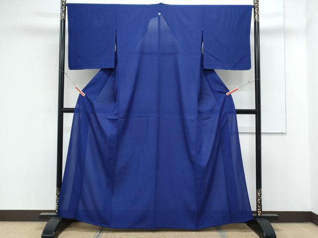 平和屋着物＊夏物　色無地　絽　紺青色　正絹　逸品　CABK0557th