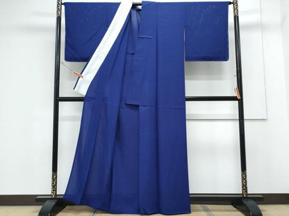 平和屋着物＊夏物　色無地　絽　紺青色　正絹　逸品　CABK0557th
