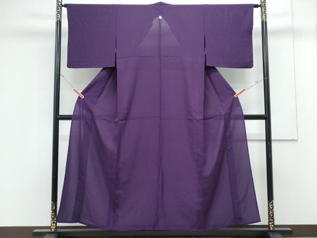 平和屋着物＊夏物　色無地　絽　紫紺色　正絹　逸品　CABK0558th